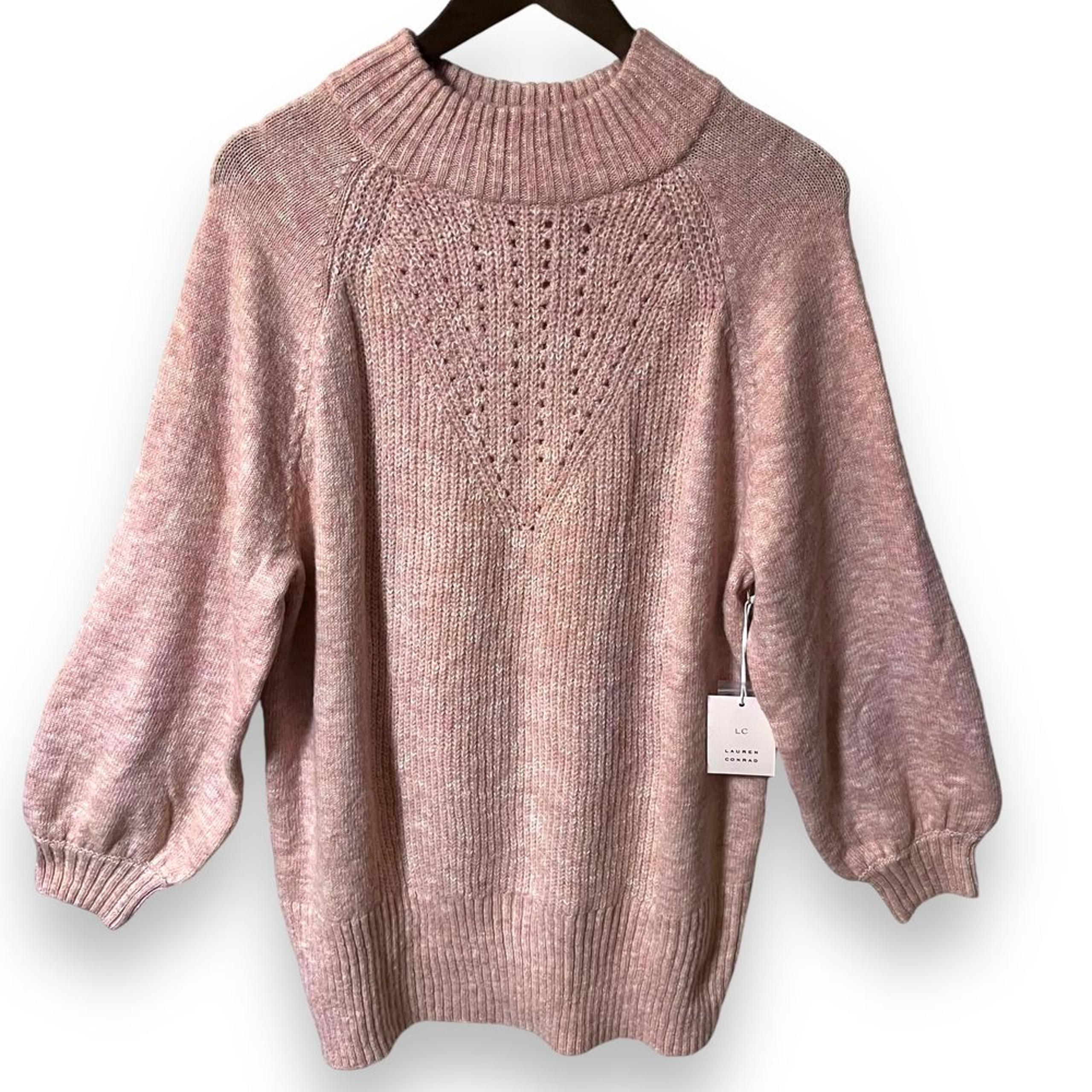 Lauren Conrad LC Sweater Women's XL Pink Long Sleeve Mock Neck Tunic NWT