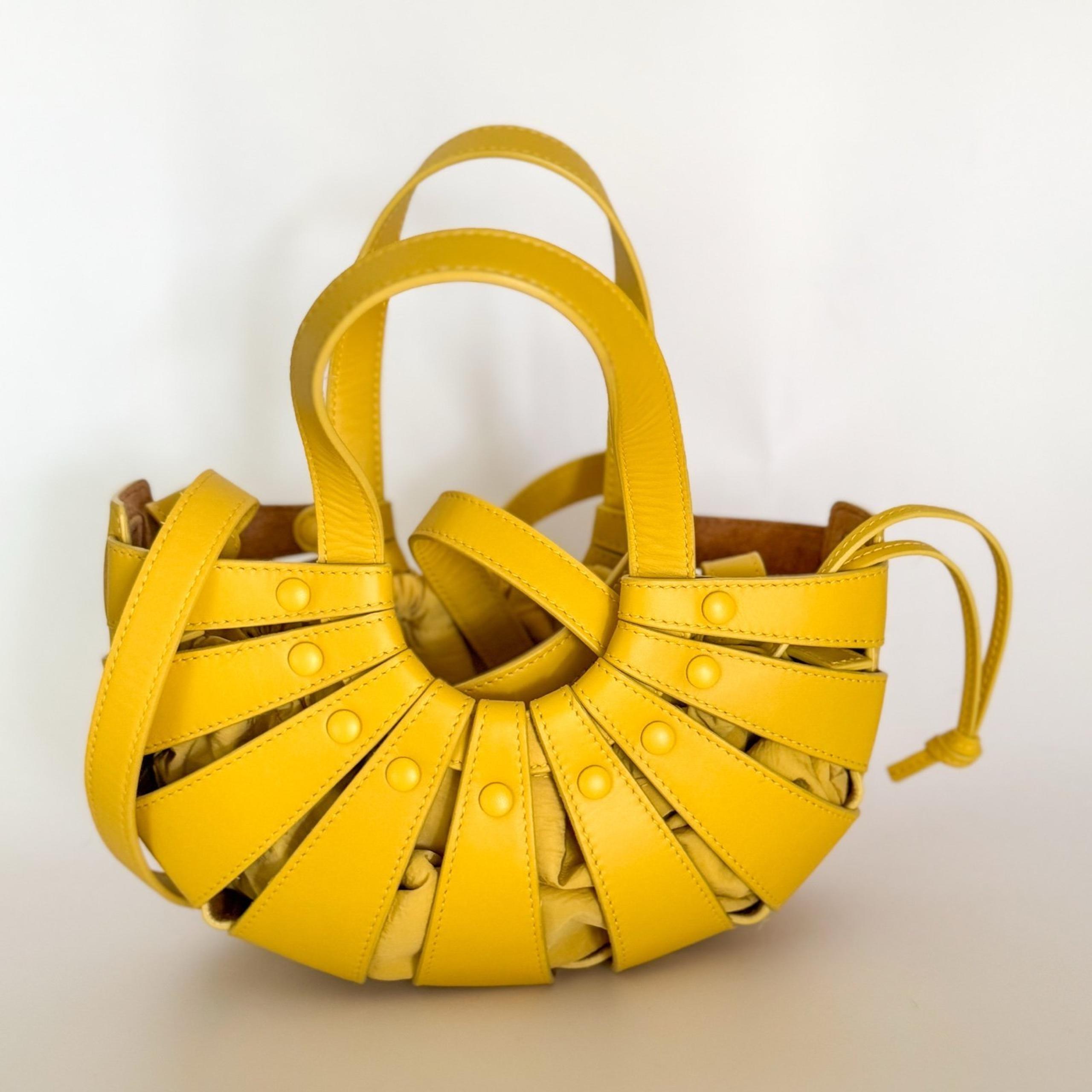BOTTEGA VENETA French Yellow Calfskin Small Shell Bag + Dust Bag ✨Pristine✨