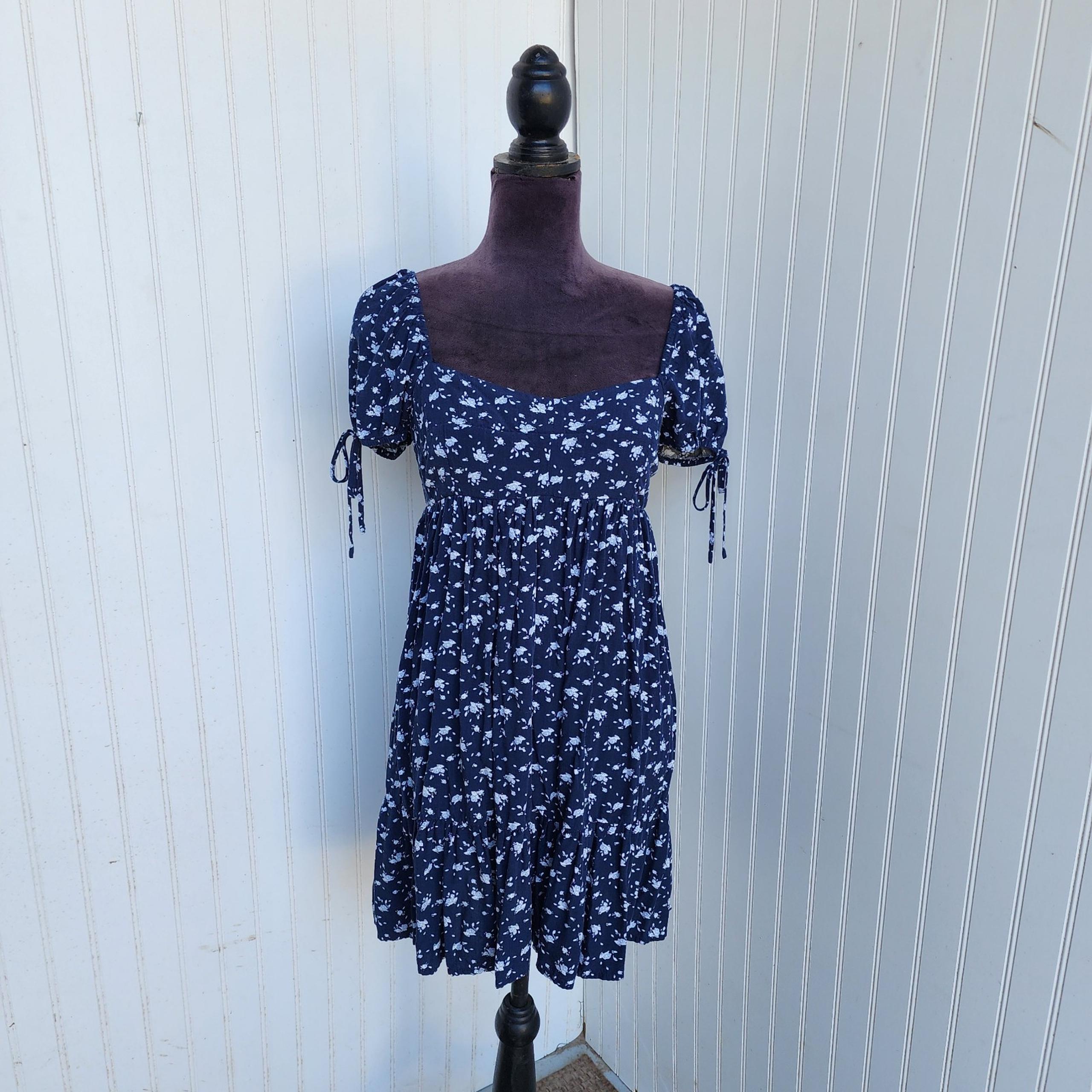 Aeropostale Floral Babydoll Sweetheart Fit Flare Smoked Women's Mini Dress Sz S