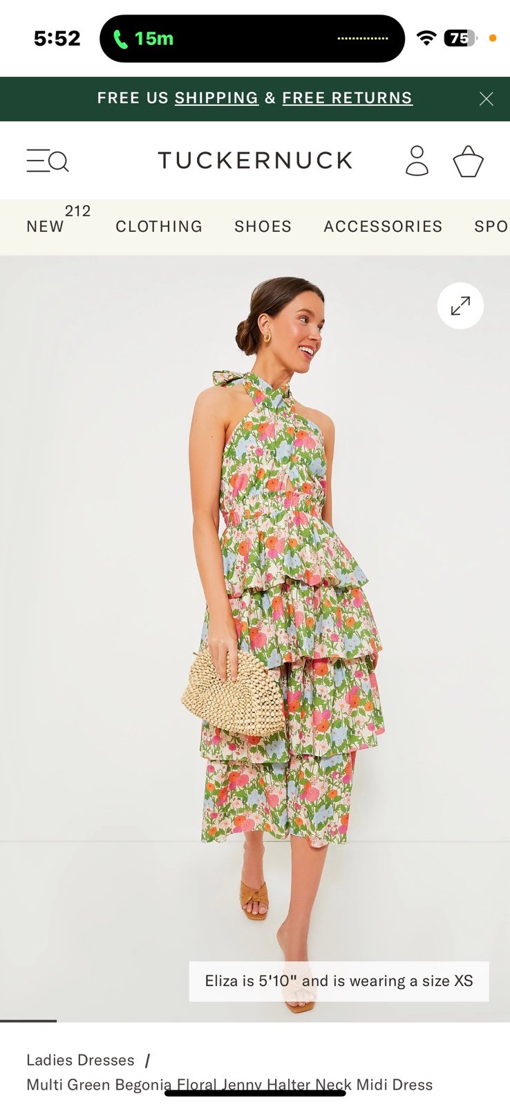 Tuckernuck Hyacinth House Multi Green Begonia Floral Jenny Halter Neck Dress