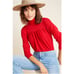ANTHROPOLOGIE Maeve Mariah Red Gathered Turtleneck Sweater // XS
