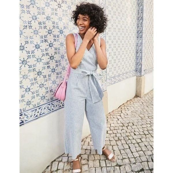 Boden Striped Linen Wide Leg Jumpsuit - 4