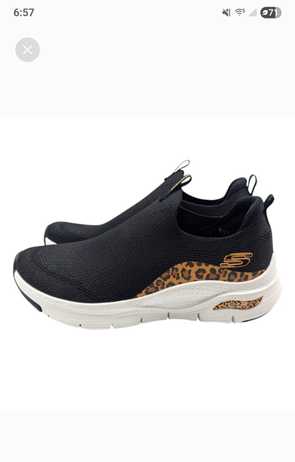 Skechers Arch fit Black Leopard Slip on