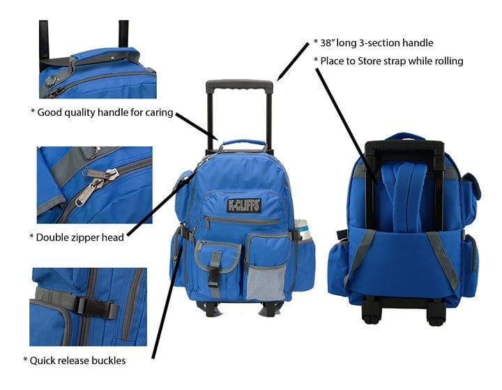 Heavy Duty Rolling School/Business Backpack with Wheels
