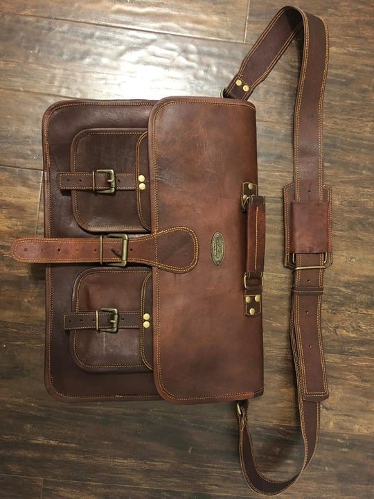 Leather Messenger Bag for Men, 18 Inch Laptop Bag, Crossbody Bag Men
