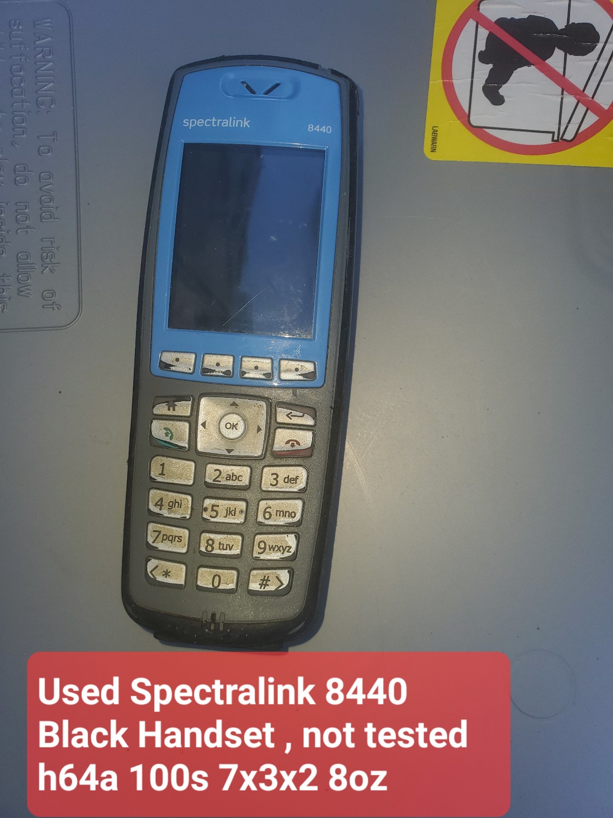 Used Spectralink 8440 Black Handset , not tested h64a 100s 7x3x2 8oz