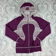 Lululemon Womens Special Edition Fair Isle Knit Plum Sweater Scuba Hoodie
