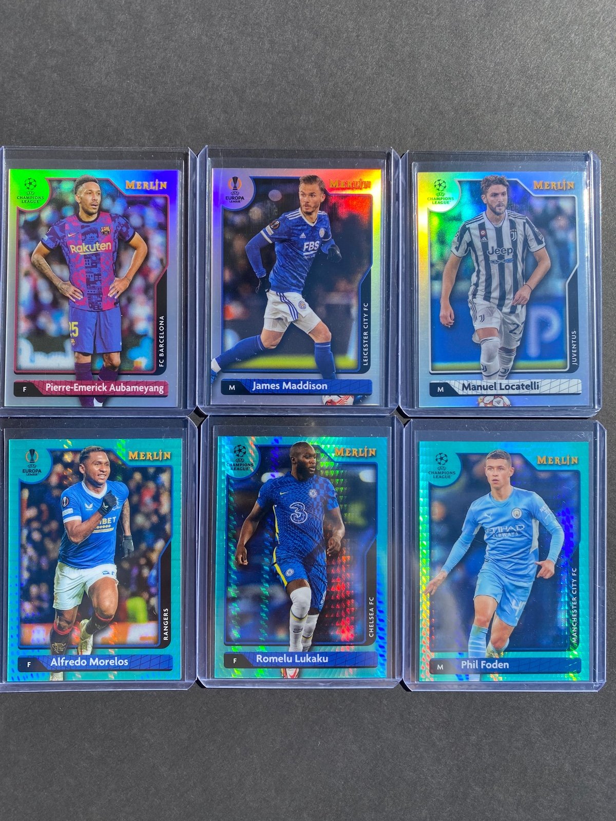 2022 Soccer Merlin AQUA PRISM & Refractors Lot (UEFA Champions & Europa League)