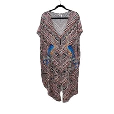 Mara Hoffman Women Peacock Short Caftan with Front Tie Pastel Pink Swim Size M/L