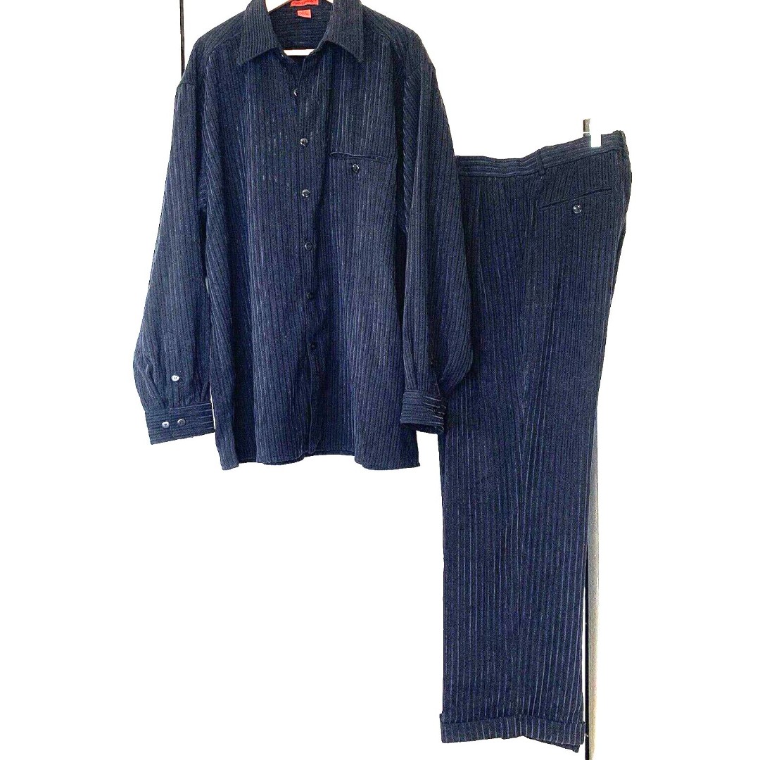 Bergati 2Pc Walking Suit Mens XL Eclectic Set Retro 90s Streetwear Corduroy Feel