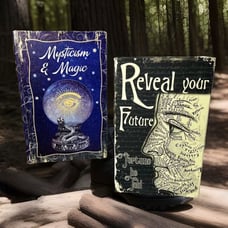 2pc Halloween Fortune Teller Mysticism Magic Faux Book Stash Storage Box Prop