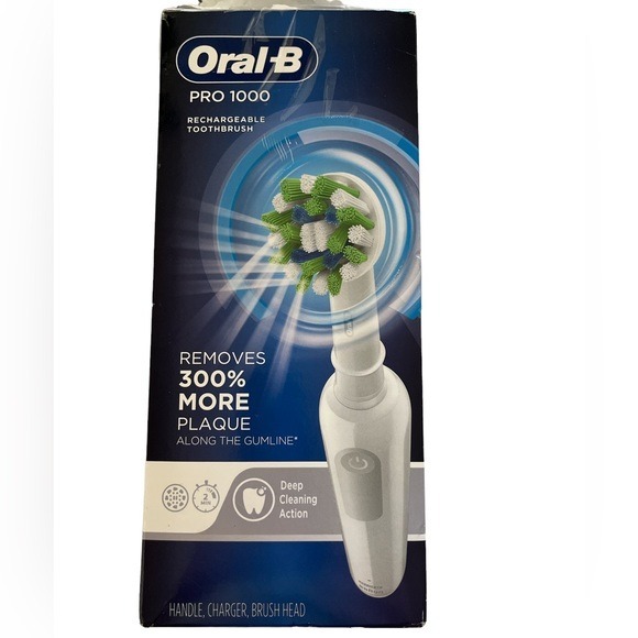 New Oral-B Pro 1000 Power Rechargeable Electric Toothbrush Powered by Braun