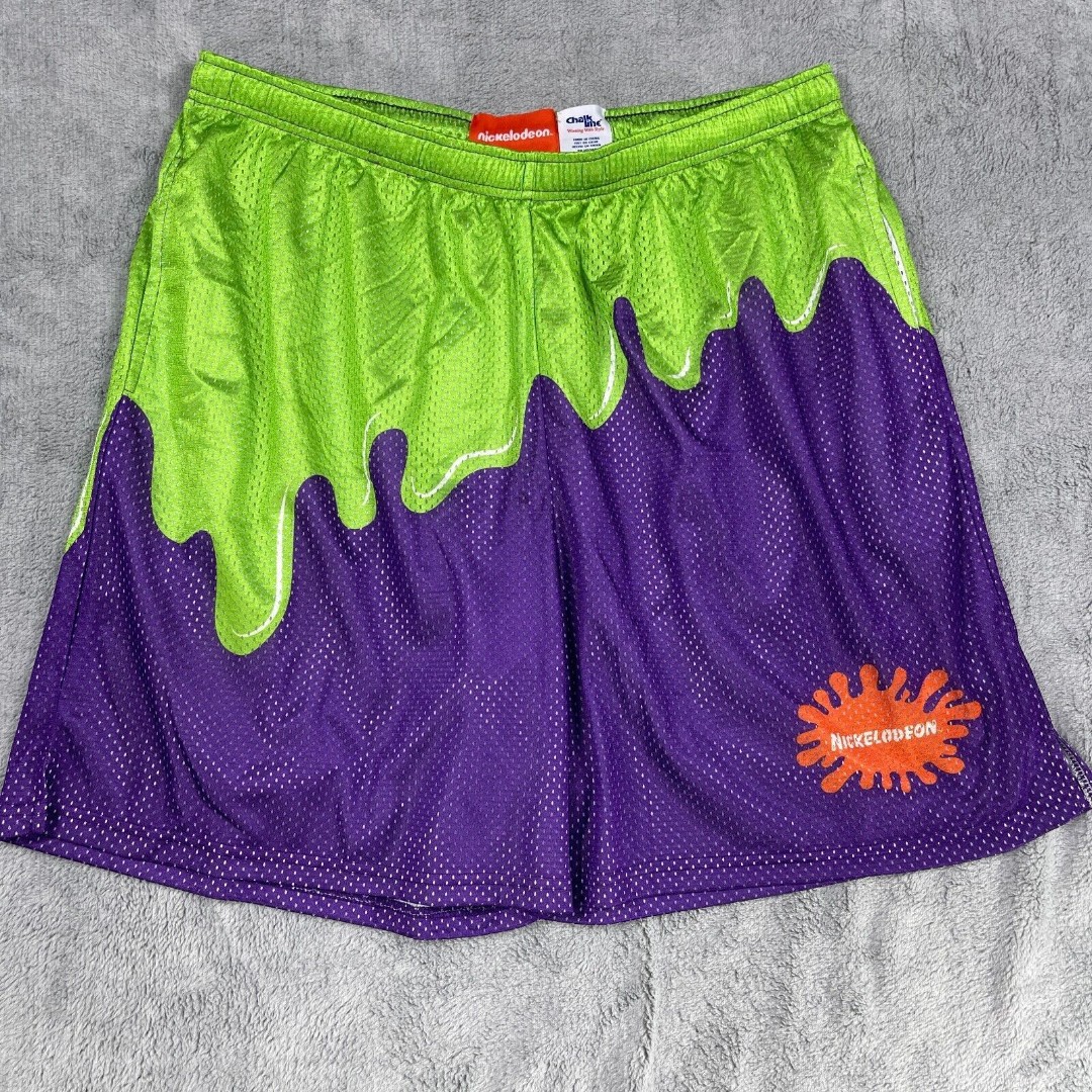 Chalk Line Nickelodeon Shorts Men 4XL Basketball Green Purple Slime Mesh