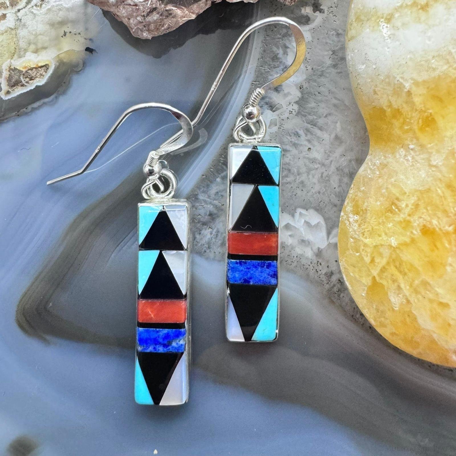 Starllie & Sheryl Edaakie Sterling Multistone Inlay Dangle Earrings For Women #6