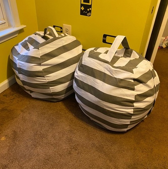 2 PCS Stuffed Animal Storage Bean Bag Chair Cover, Cotton Canvas Beanbag