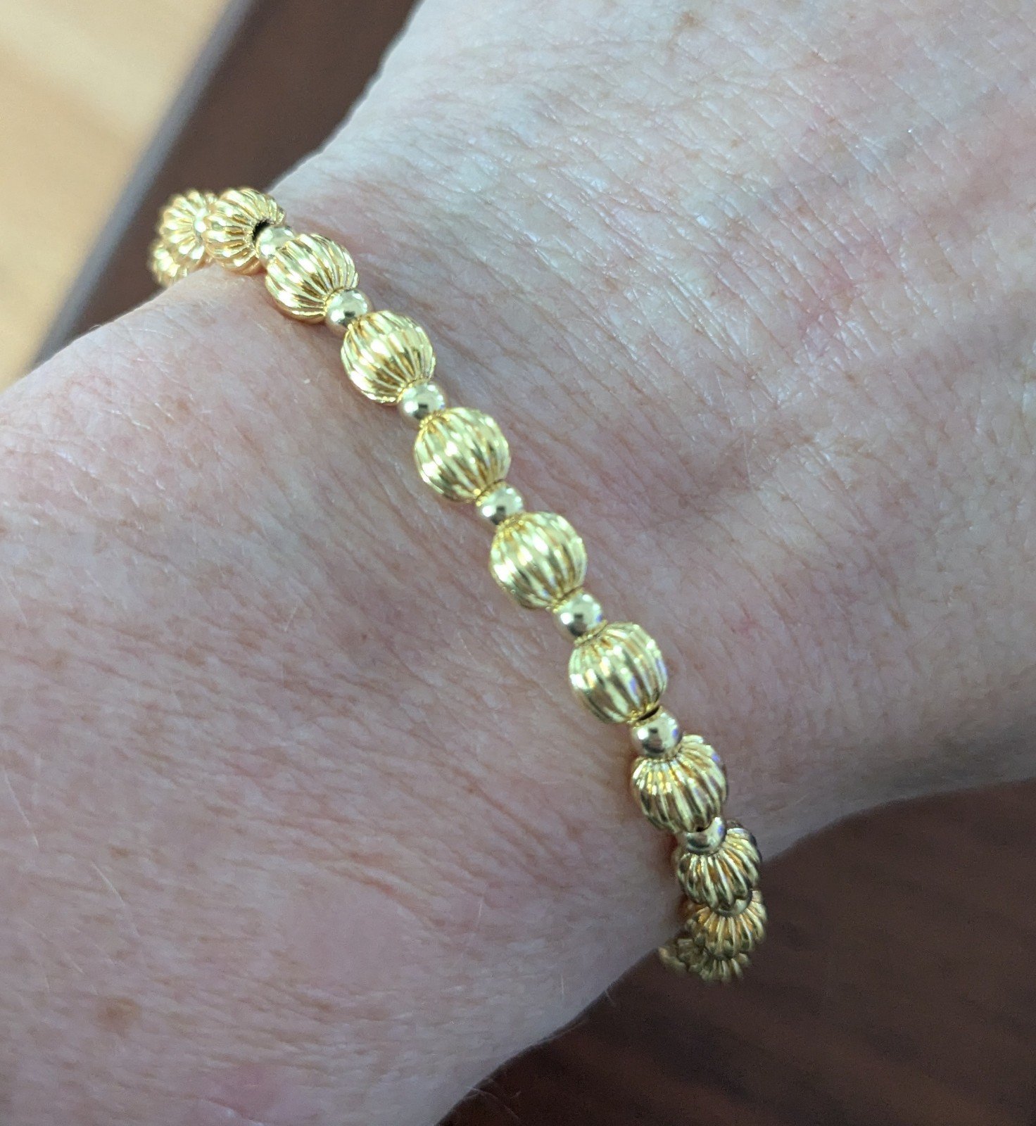 Fluted 5mm 18kt Gold Filled Stretch Bracelet