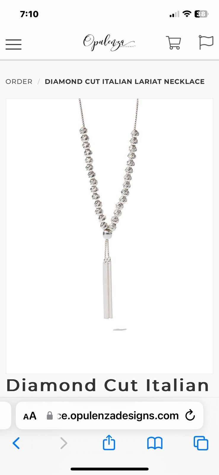 Brand New With Tags In Bag And Box Opulenza SS Lariat Necklace. 36 Inches