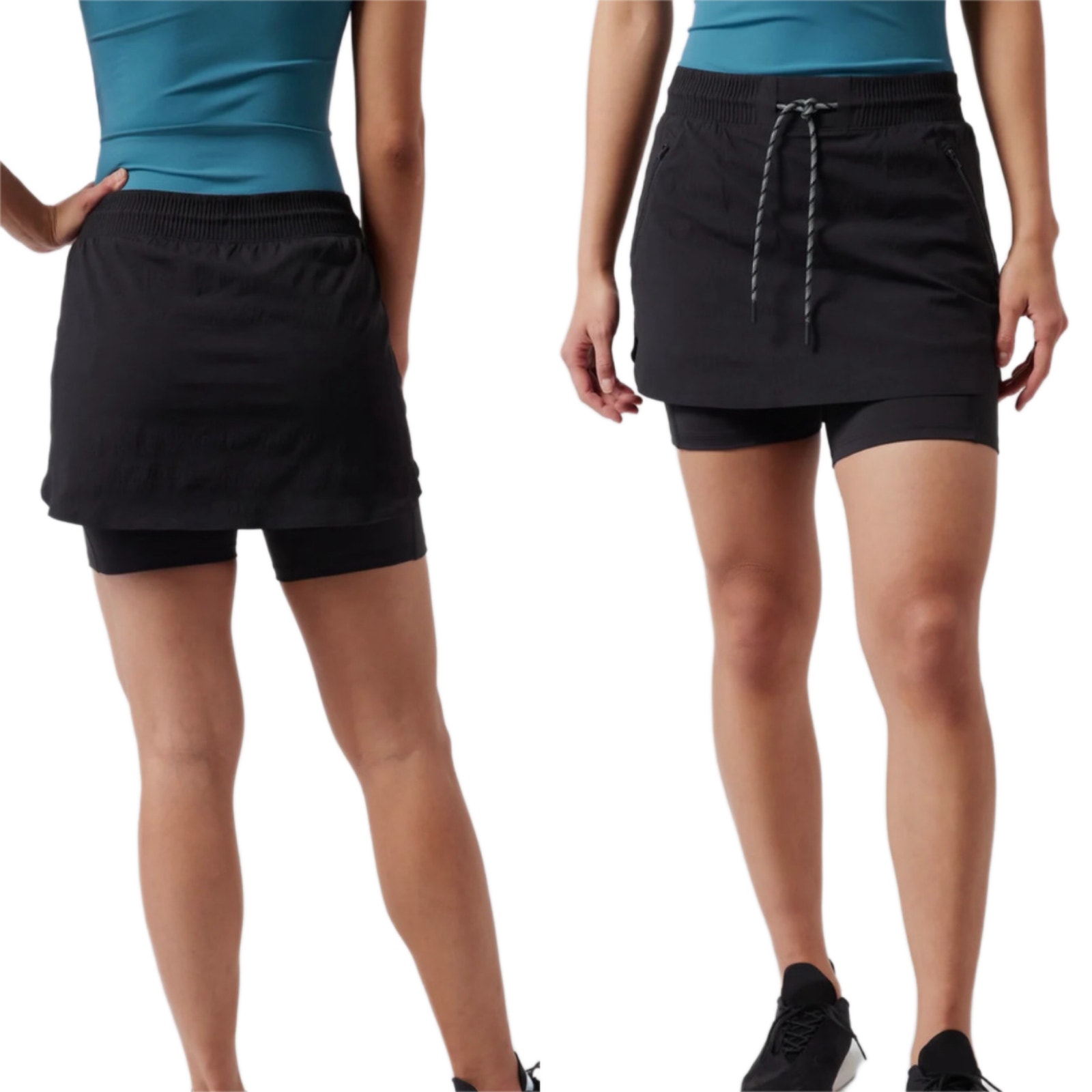 Athleta Ripstop Trekkie Athletic Skort Built in Shorts in Black Size 12