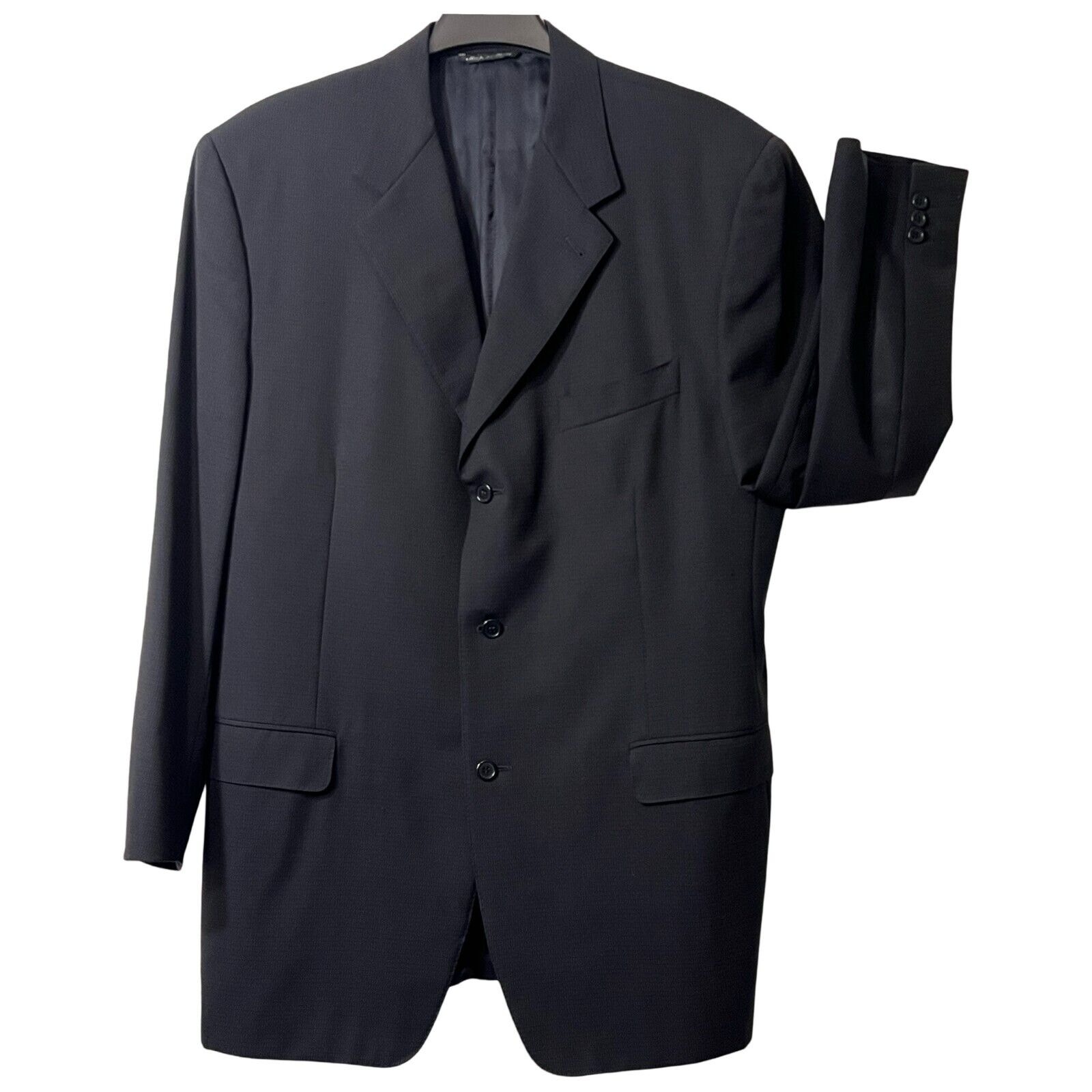 Canali Proposta Suit Jacket Mens 46L Blue Wool Italian Single Breast EU 56L