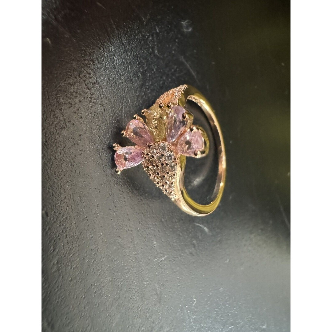 585 14K RG Rose Gold Stamped Pastel Flower Petals Size 7 Ring