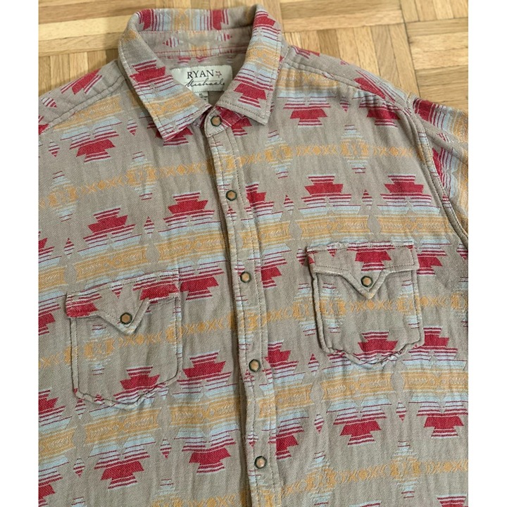 Ryan Michael Shirt Western Aztec Snap Flannel Mens XL Multicolor Cowboy Rodeo