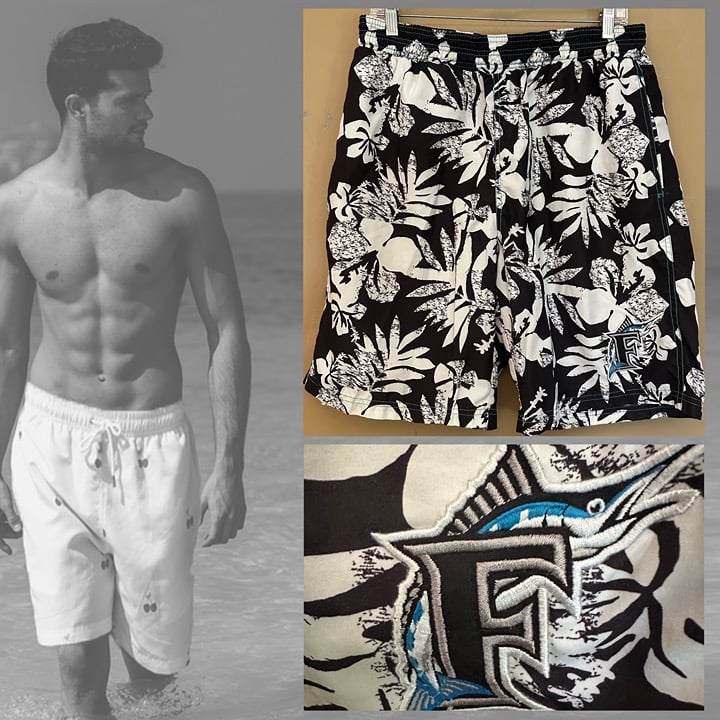 FLORIDA Marlins Board Shorts Large 34-38 waist 9 inseam VINTAGE
