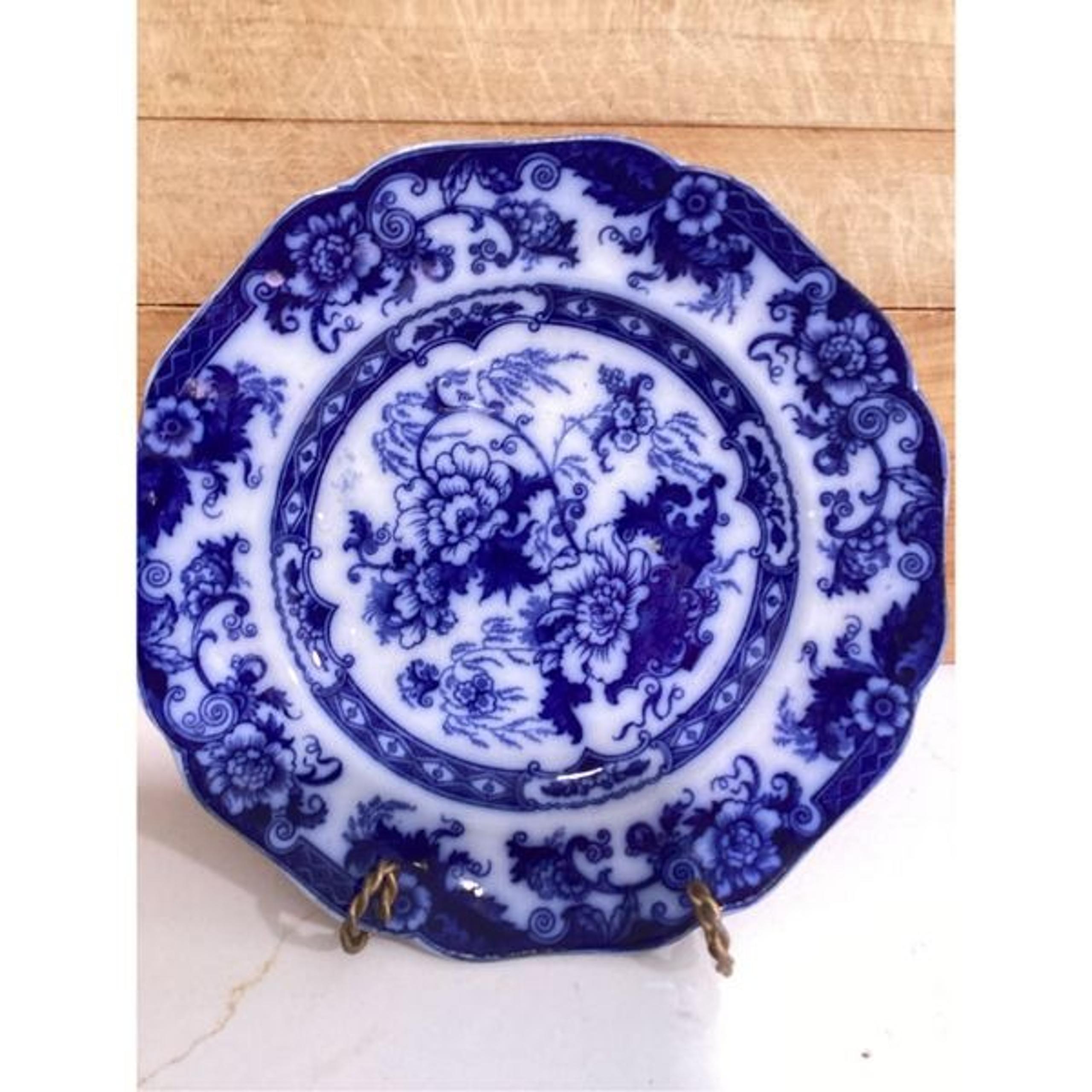 6 Royal Cauldron Stone Ware Bentick Flow Blue Dinner Plate Vintage England