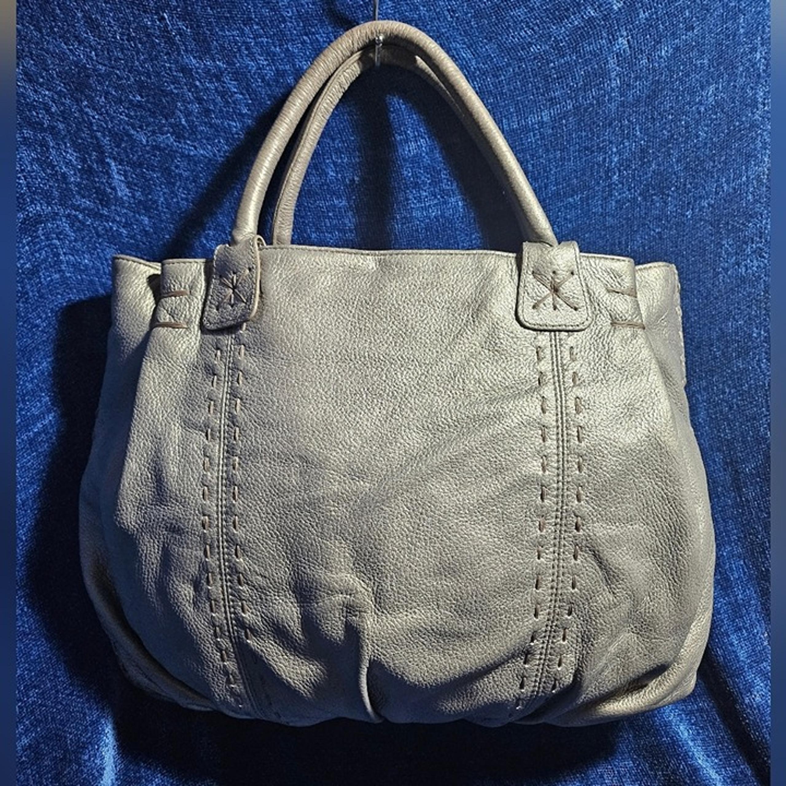Y2K Carlos Falchi Silver Hobo Leather Handbag Tote