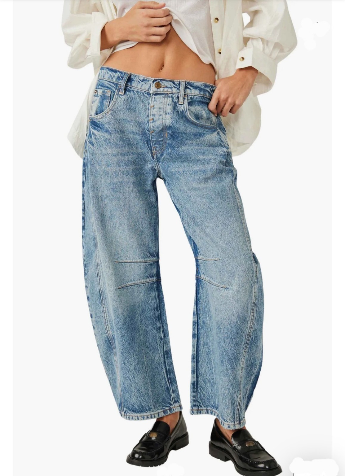 WE THE FREE PEOPLE GOOD LUCK MID RISE BARREL JEANS