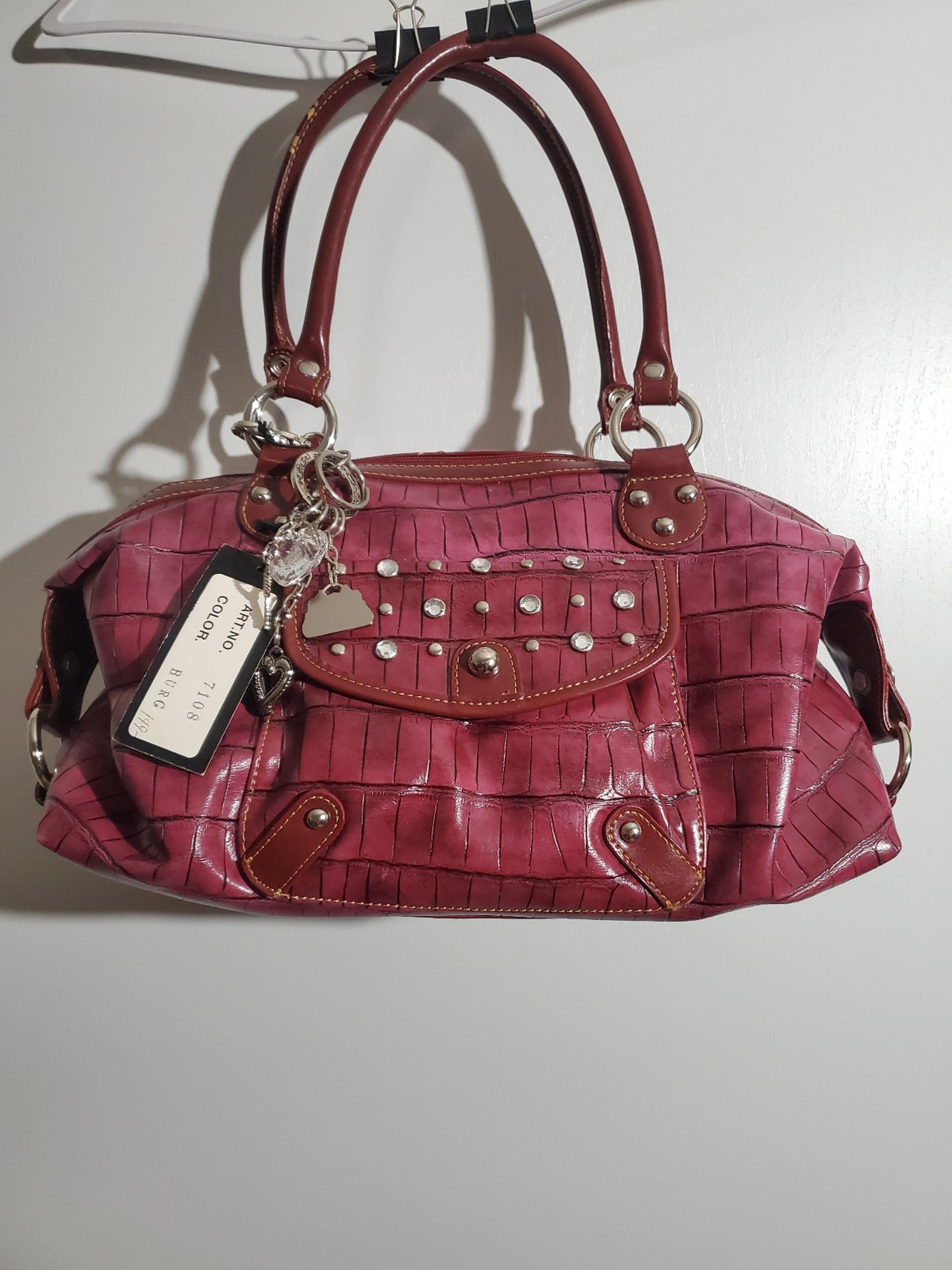 M.C. Marc Chantal Handbag Purse Leather Burgundy Double Strap NWT 7108