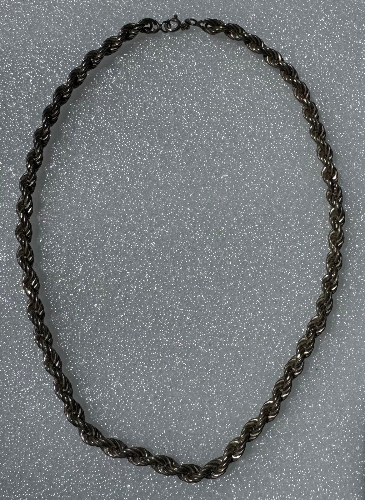 Vintage Solid 925 Sterling Silver 7mm Thick Rope Link Chain Necklace Italy 17.5”