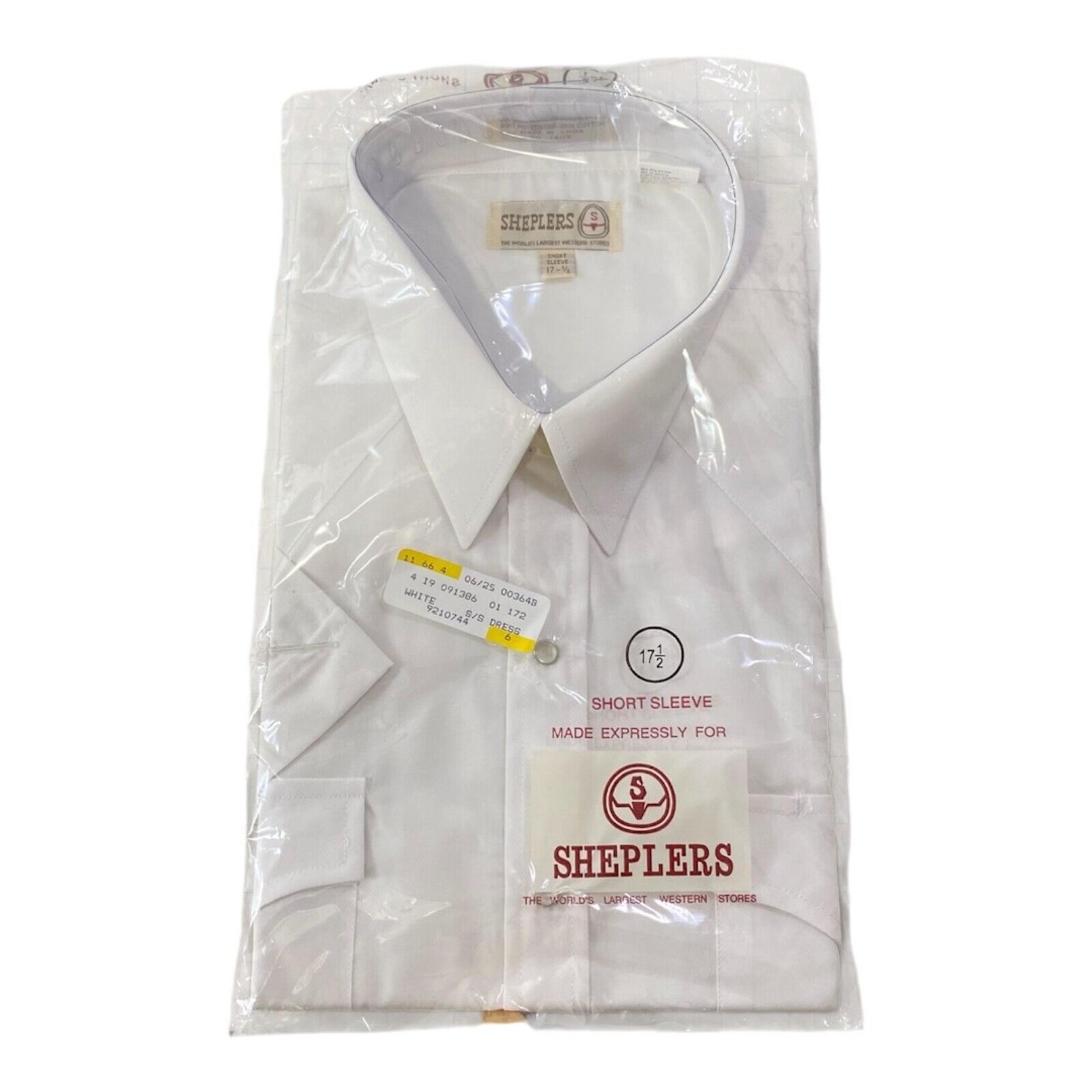 Men’s 17.5 XL Western Pearl Snap Shirt Sheplers White Short Sleeve Unopened