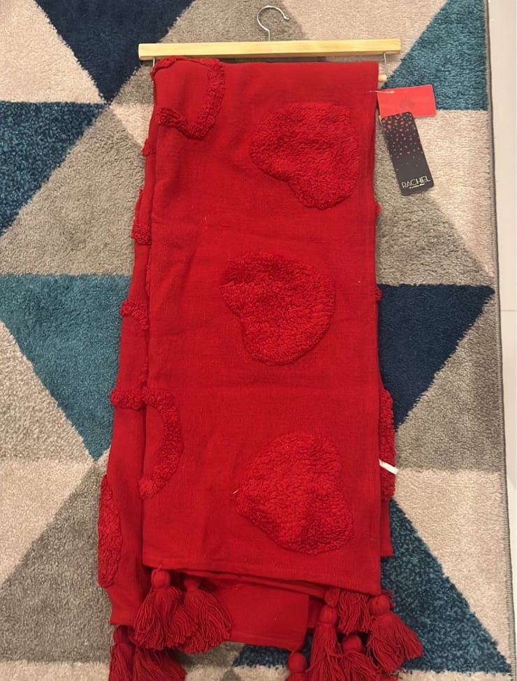 Rachel Roy Valentines Heart Filled Throw Blanket 50 x60