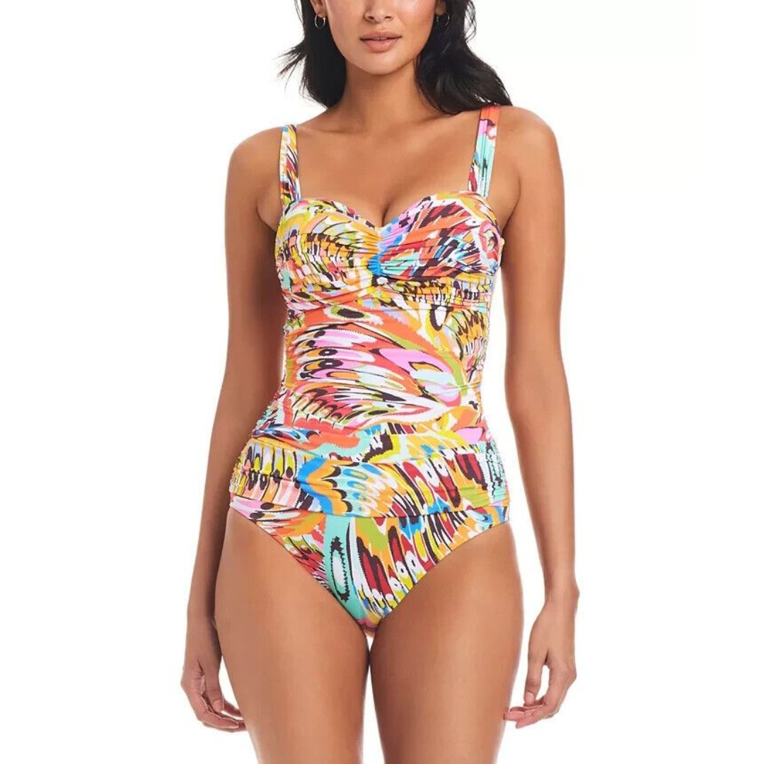Bleu by Rod Beattie Women's Break The Mold Shirred One-Piece Swimsuit Multi 12
