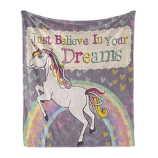 Believe in Your Dreams Say Ambesonne Feminine Soft Flannel Fleece Throw Blanket