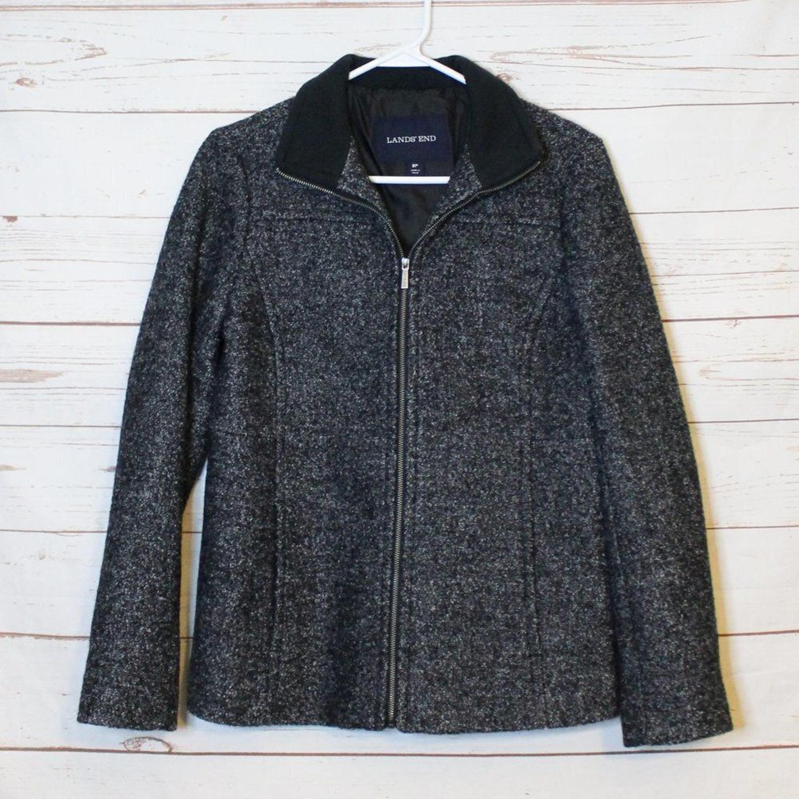 Lands End Wool Tweed Short Jacket Winter Business