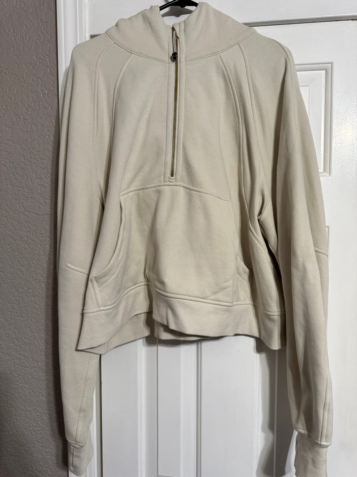 Lululemon Scuba Oversized Half Zip Hoodie Bone Gold