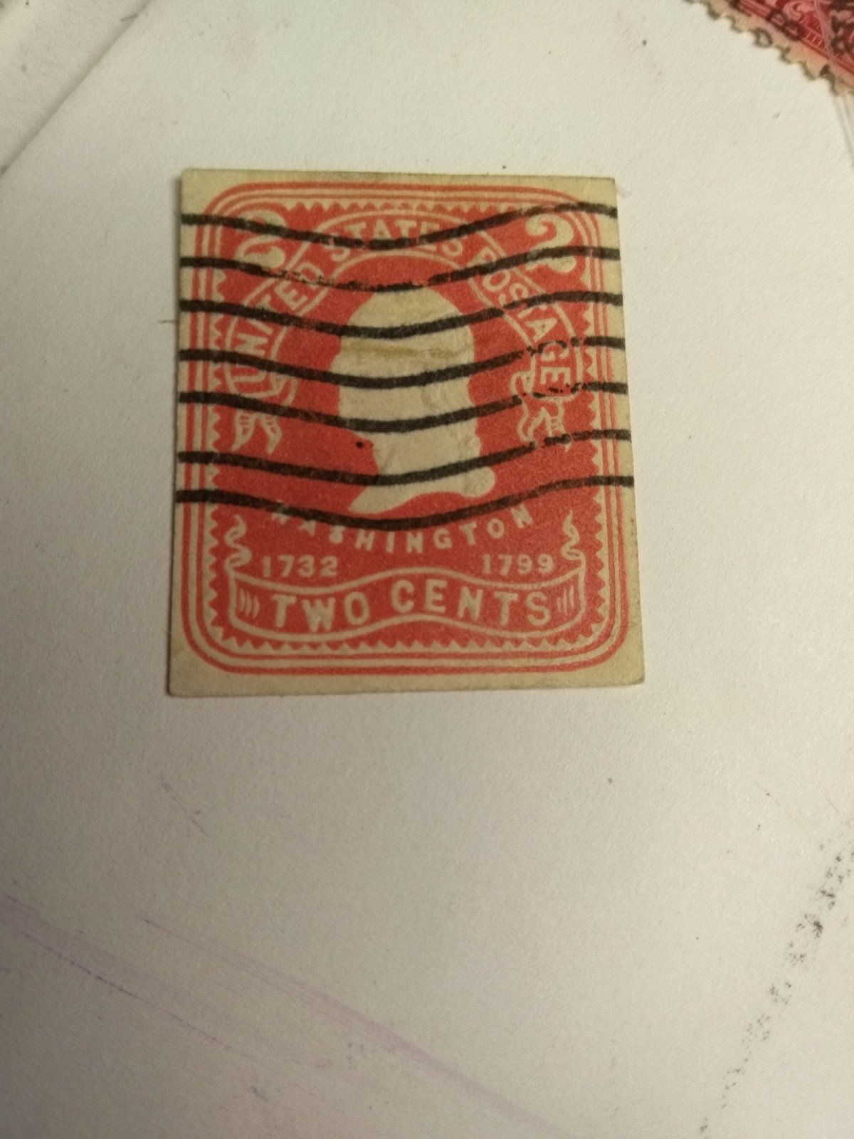 1732-1799 2c Carmine Washington stamp.