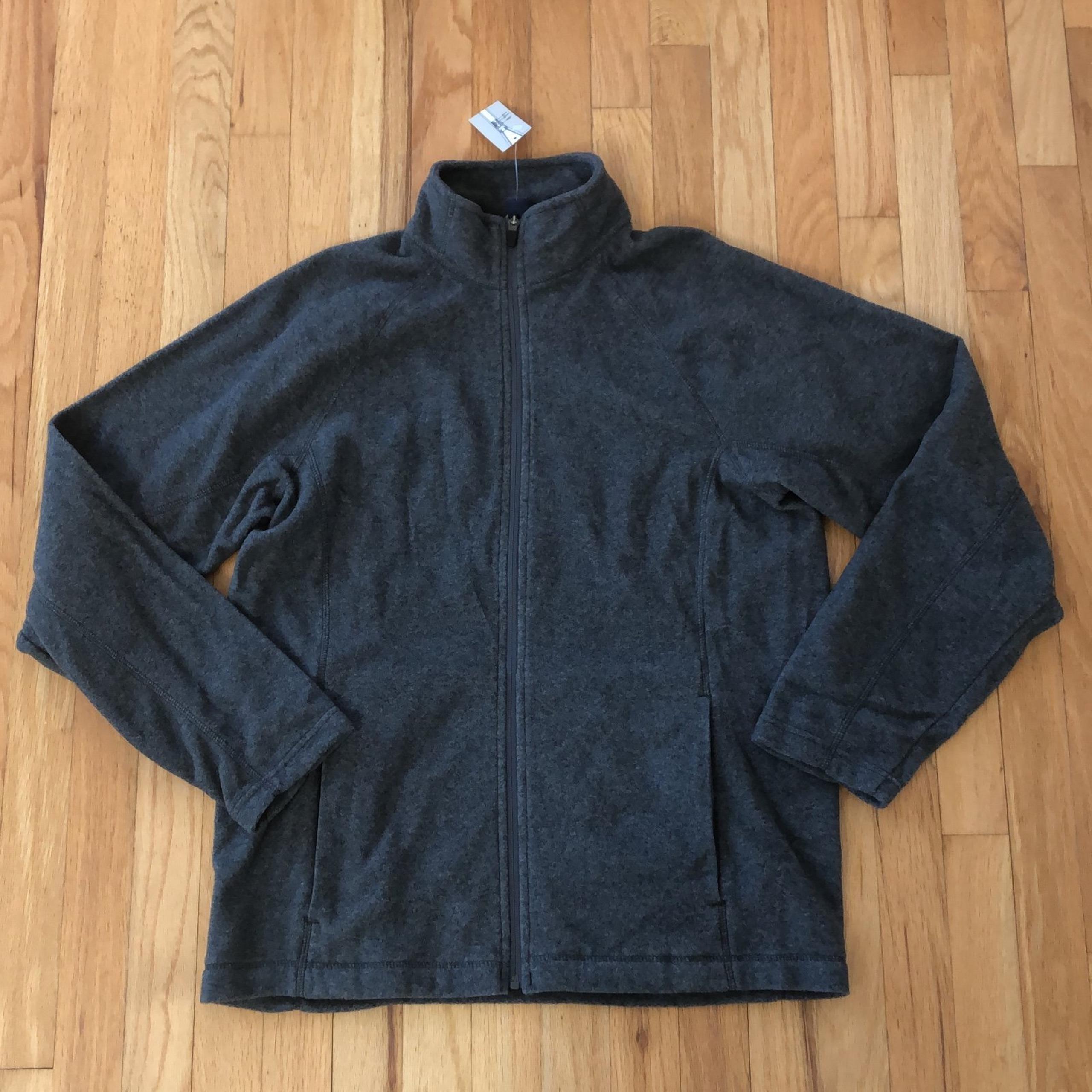 NEW Lands' End The Outfitters Men's Fleece Jacket Grey Zip Front sz Medium M
