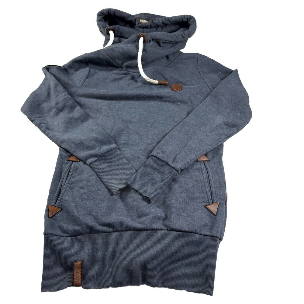 Naketano Hoodie Blue Women's Medium Brave New World Pullover Hooded Sweater