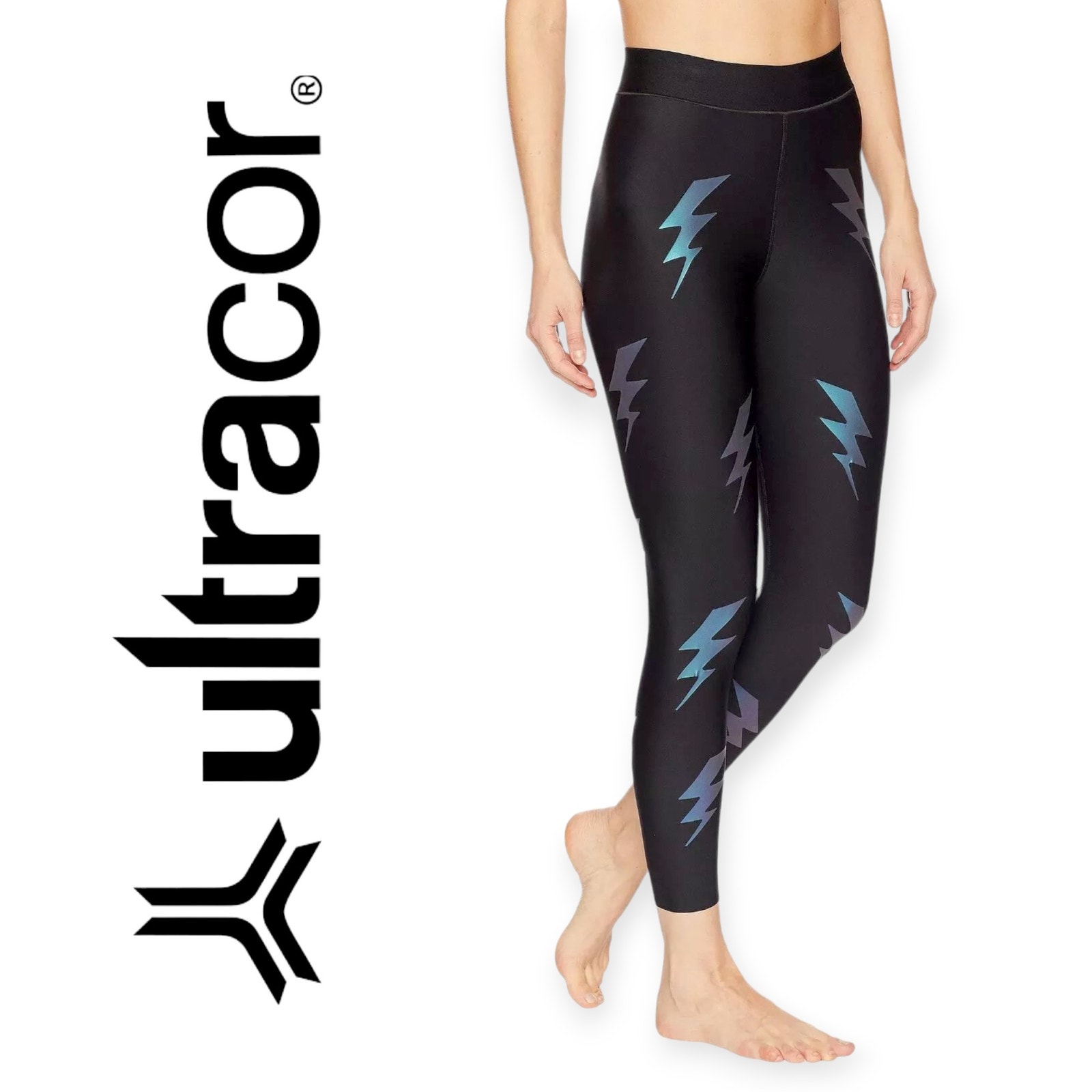 ULTRACOR | Small | Lux Black Bonded Silk Lightning Bolt Compression Leggings