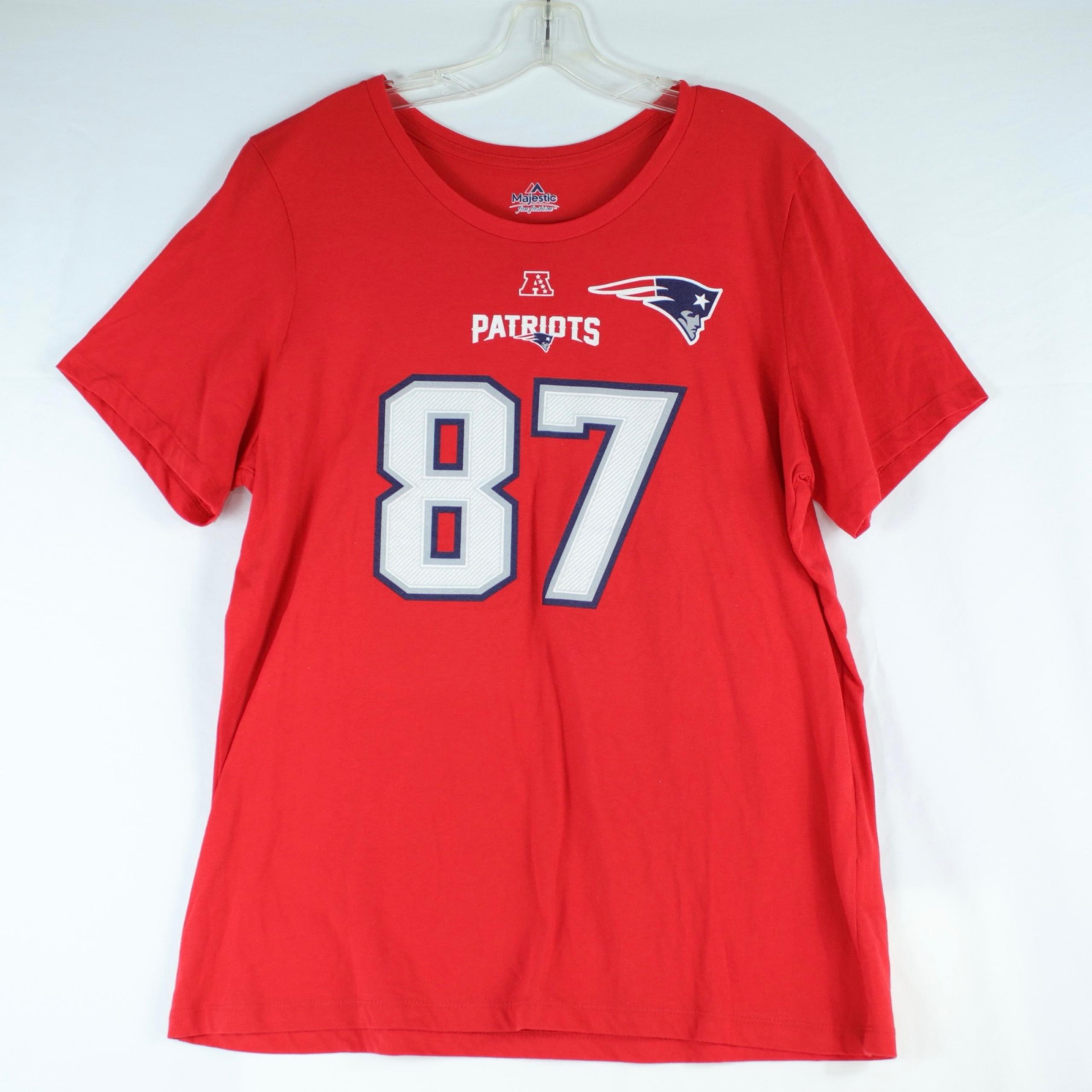 Majestic NFL New England Patriots Red Gronkowski T Shirt Womens Size XXL