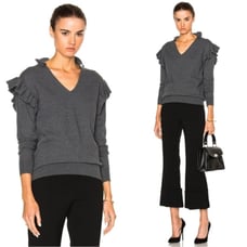Stella McCartney Felted Frills Jumper Ruffle Sweater Virgin Wool Graphite Gray S