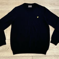 Lyle & Scott Mens XL Merino Wool Acrylic V Neck Sweater Preppy Golf Black