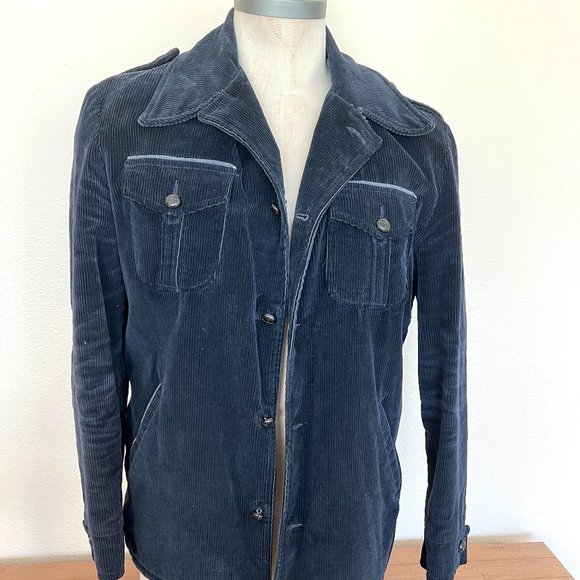 80's Corduroy Navy Faux Fur Lined Jacket - Size Large - JCPenney