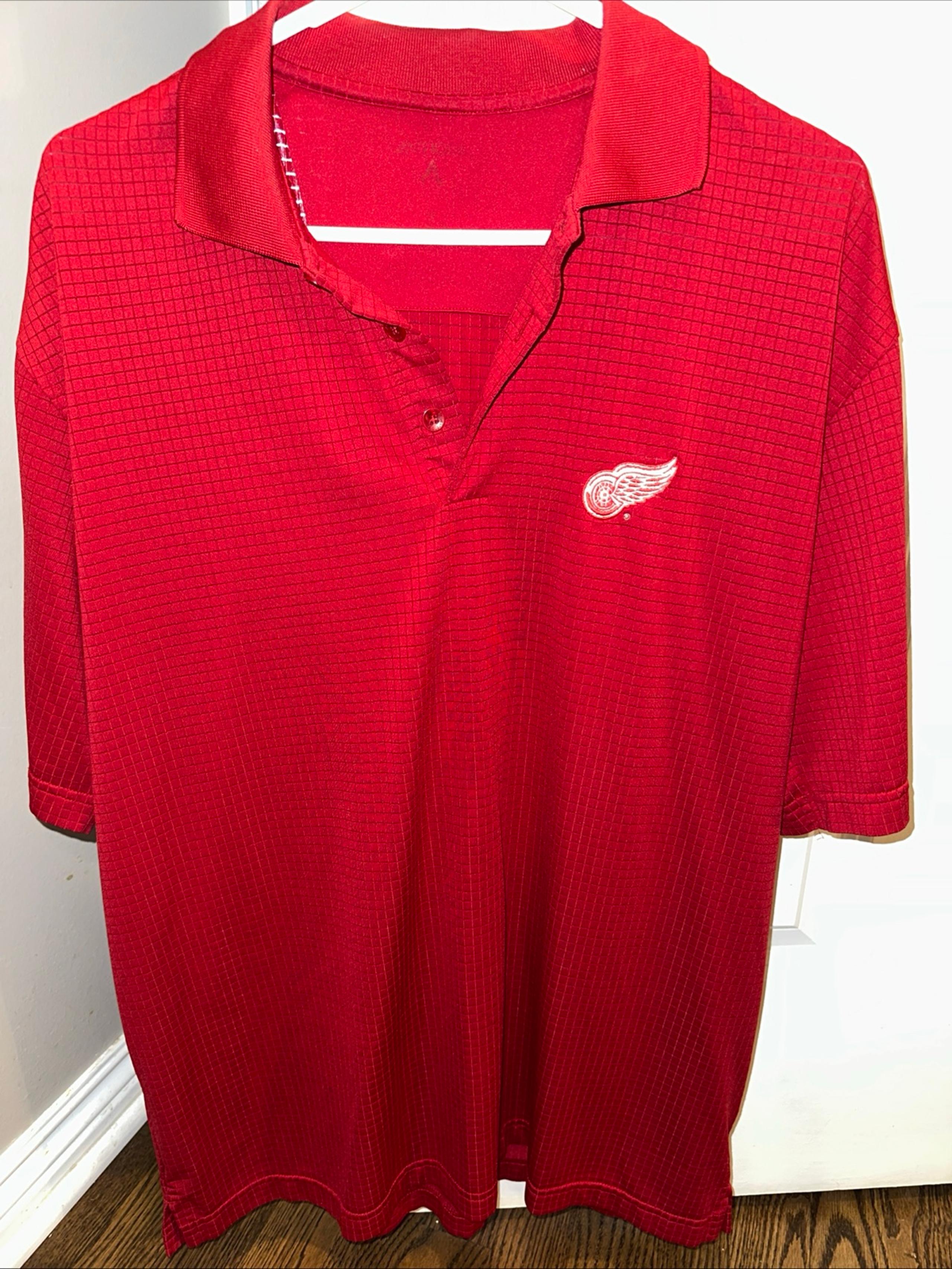 Detroit Red Wings Polo Men’s Medium Red Hockey Active Sportswear Shirt - Antigua