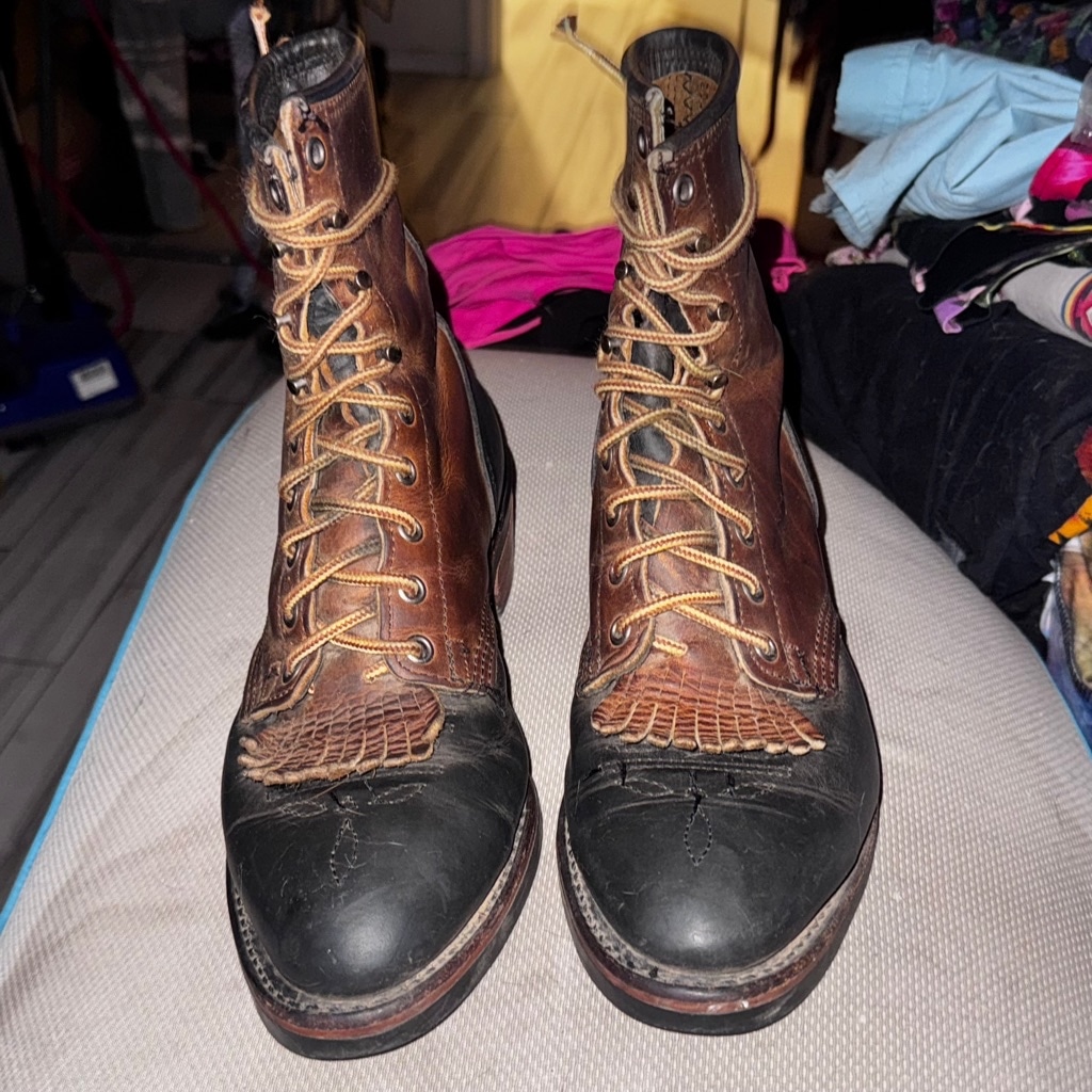 Men's Unbranded Leather Boots Brown and Black