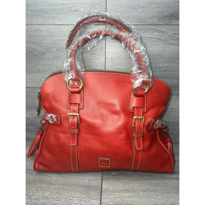 Dooney & Bourke Florentine Leather Domed Buckle Satchel Red Bag