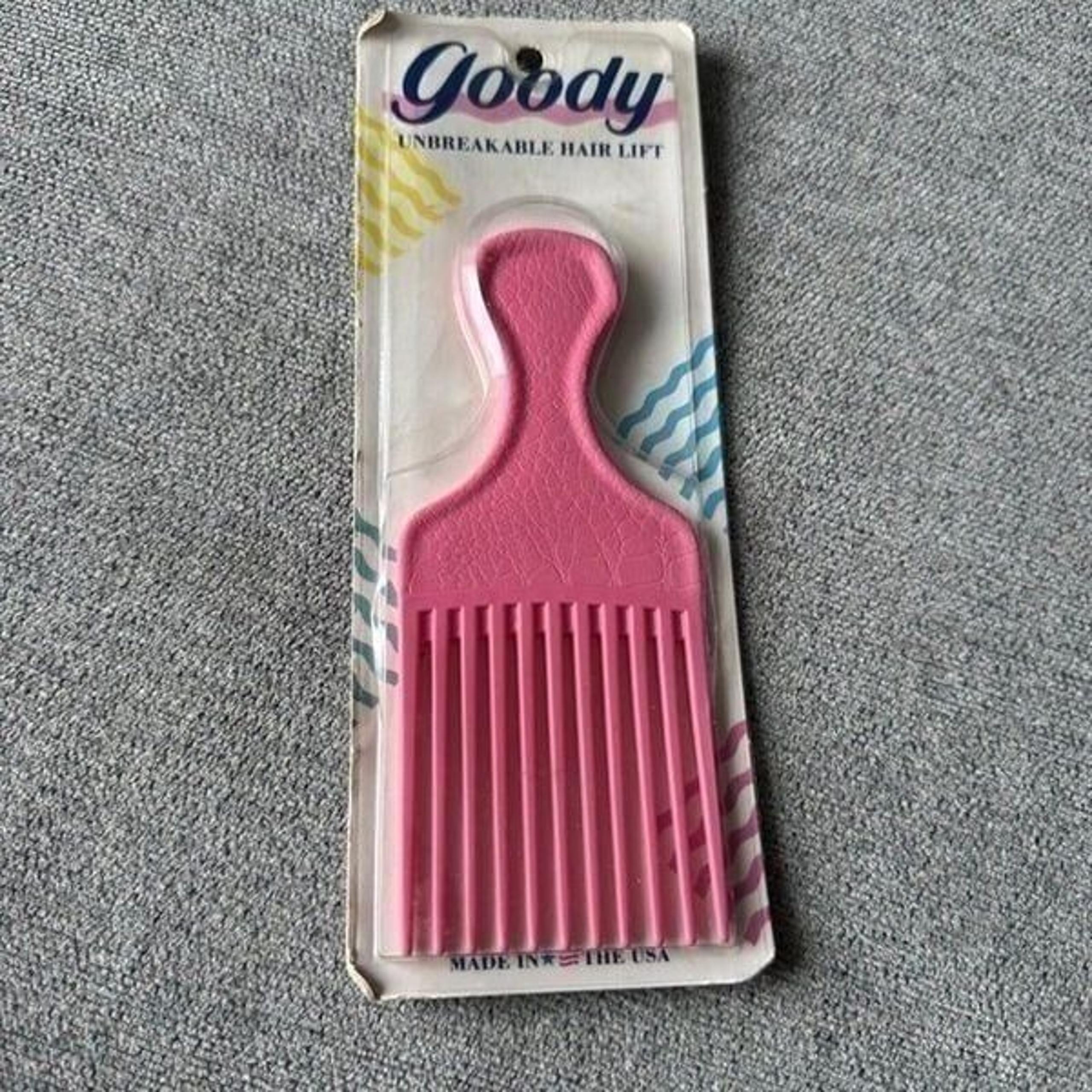 Vintage Goody Unbreakable Curly Hair Lift Combs 1989 USA made  Bubble Gum PINK