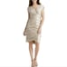 Adrianna Papell Champagne Gold Tiered Ruffle Empire Waist Dress 6 New
